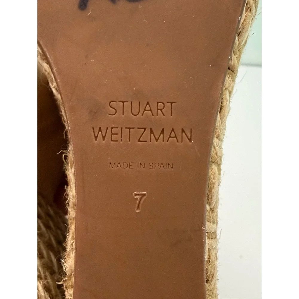 Stuart Weitzman Tan Suede Knot Espadrille Wedge Sandals ZW 65639 Womens 7M Spain